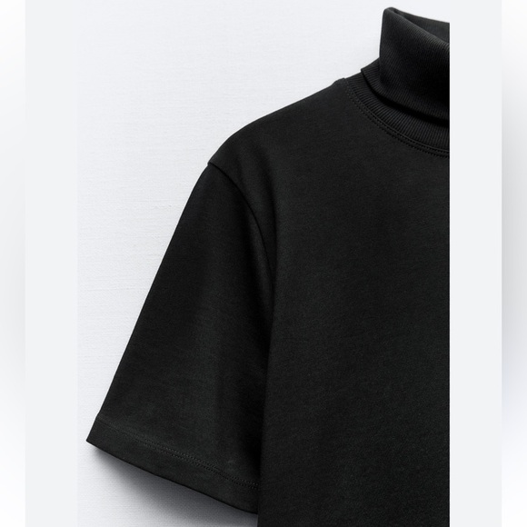 ZARA HEAVY COTTON TURTLENECK BLACK TOP - Picture 2 of 2